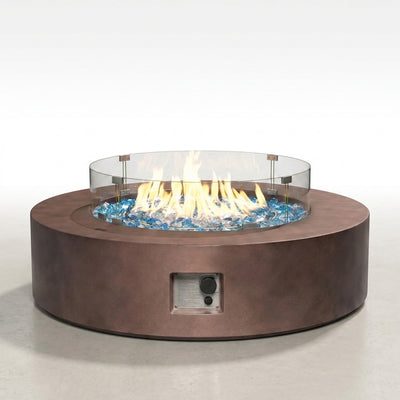 Round Fire Pit Table Built for Outdoor Gathering, 50000 BTU Propane, 41 Inch Diameter, Electronic Ignition