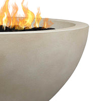Propane Fire Pit Built for Outdoor Gatherings, 42 Inch Concrete Composite, Brass Burner, Fog Finish