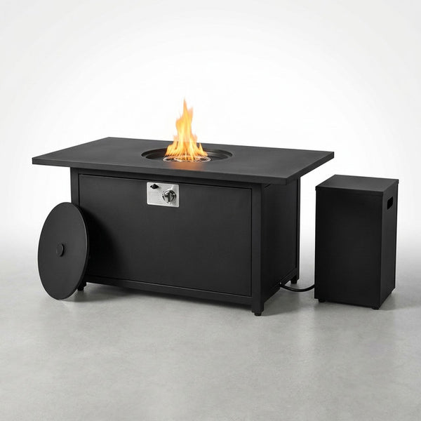 48 In, 50,000 BTU Black Coating Steel Outdoor Fire Table Propane Gas Fire Pit Table — Studio Shot