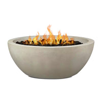 Propane Fire Pit Built for Outdoor Gatherings, 42 Inch Concrete Composite, Brass Burner, Fog Finish