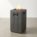 Propane Fire Pit Built for Outdoor Gatherings, 30000 BTU Column Design, Wood-Look Surface, Electronic Ignition