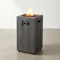 Outdoor Propane Fire Pit, 30000 BTU Column Propane Fire Pit, Wood-Look Surface — Studio Shot