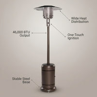 46000 BTU Propane Steel Freestanding Patio Heater Bronze — infographic