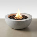 Propane Fire Pit Built for Outdoor Gatherings, 42 Inch Concrete Composite, Brass Burner, Fog Finish