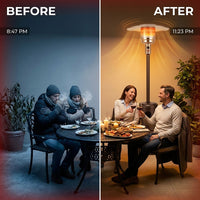 46000 BTU Propane Steel Freestanding Patio Heater Bronze — Before & After