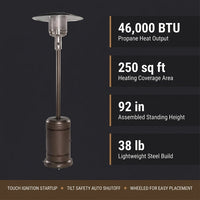 46000 BTU Propane Steel Freestanding Patio Heater Bronze — Results & Stats