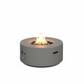 32.5 Inch round Propane Fire Pit for outside White 50K BTU Outdoor with Lava Rocks, All Weather Applicable, Gray