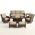 Outdoor Patio Furniture Set Built for Year-Round Gatherings, Fire Pit Table, Rattan Wicker, 7 Pieces