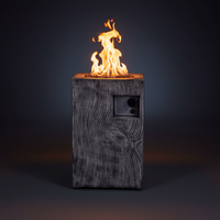 Propane Fire Pit Built for Outdoor Gatherings, 30000 BTU Column Design, Wood-Look Surface, Electronic Ignition